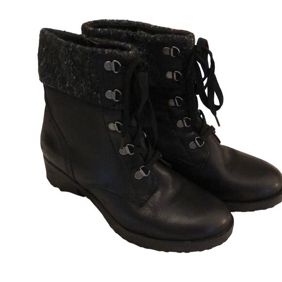 Baretraps Orley Black Boots with 1” Heel Woman Size 8.5 Sweater Cuff Hiking - Picture 1 of 7